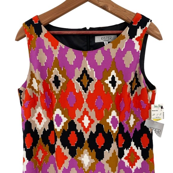 Kim Rogers Women’s Dress Sheath Sleeveless Red Multi Print Career Statement 10 - Picture 3 of 10